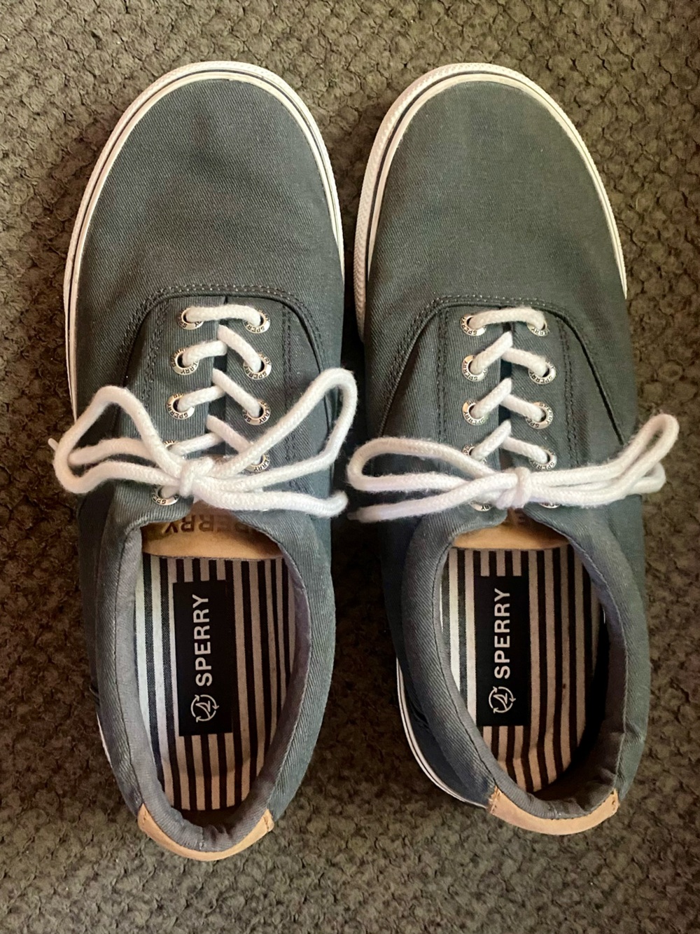 Sperry Men's Charcoal Canvas Low-Top Sneakers with White Laces